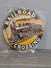 Railroad Crossing  8 x 8 inch Round Metal Sign