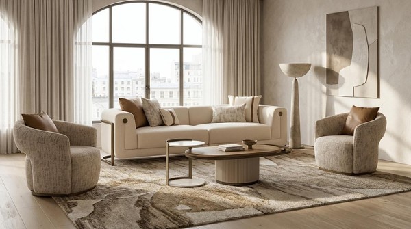 Stilvolles Wohnzimmer-Set 3 + 1 + 1-Sitzer Couchtisch Beistelltisch Sofas-image
