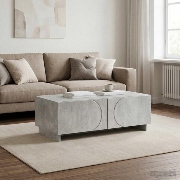 Couchtisch Betongrau 102 X 50,5 X 35 Cm Holzwerkstoff-image