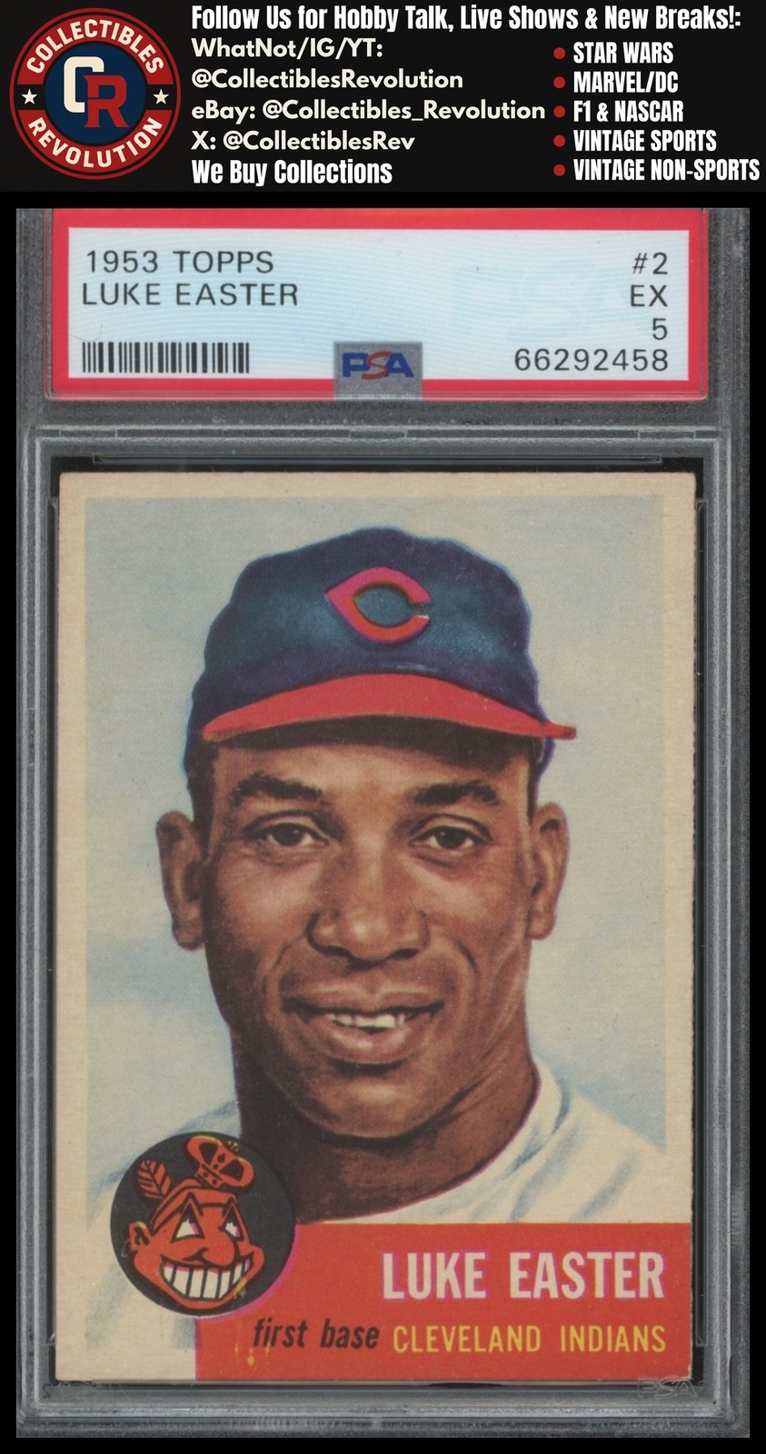 1953 Topps #2 Luke Easter Cleveland Indians PSA 5