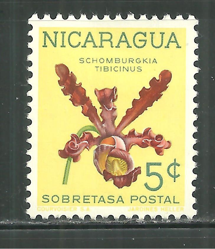 NICARAGUA RA67 MINT LIGHT HINGE FLOWERS