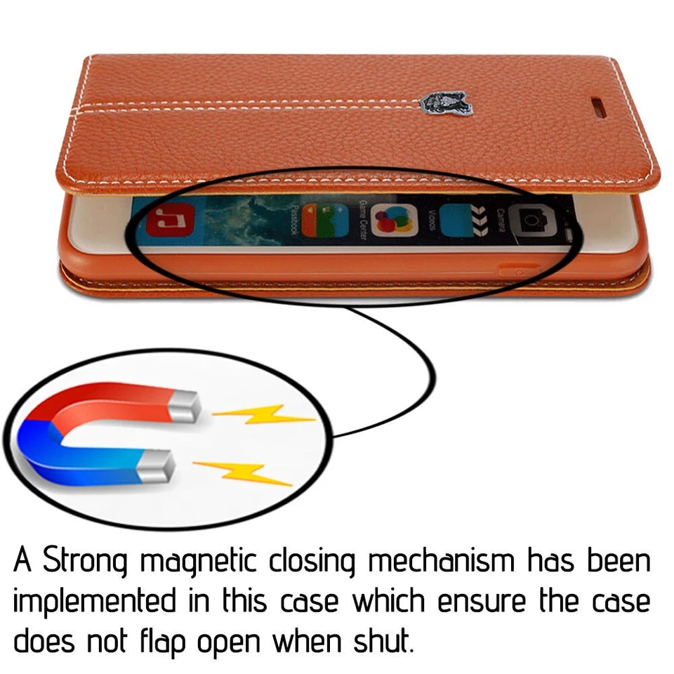 FUNDA BILLETERA DE CUERO DE DISEÑO CON PROTECTOR DE PANTALLA DE VIDRIO GORILA PARA TELÉFONOS MÓVILES Foto 3 de 4