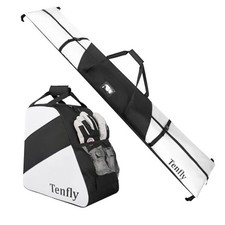 Ski Bag and Boot Bag Combo, Snow Ski Bags for Air Travel, Water- Black White