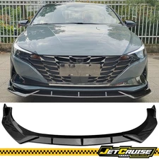 Fits 21-23 Hyundai Elantra Sedan Gloss Black 3PCS Front Bumper Lip Splitter PP