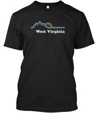 Retro West Virginia Wv Sunrise Mountains T-Shirt Made in the USA Size S to 5XL
