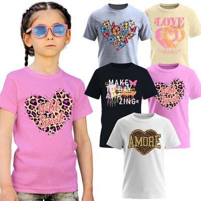 MISS POPULAR Girls 5 Pack Printed T-Shirts Soft Cotton Tees for Everyday Wear Si
