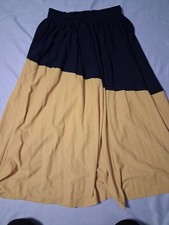 Colourblock Midi Skirt Women’s Regular Size M Black & Beige Two-Tone