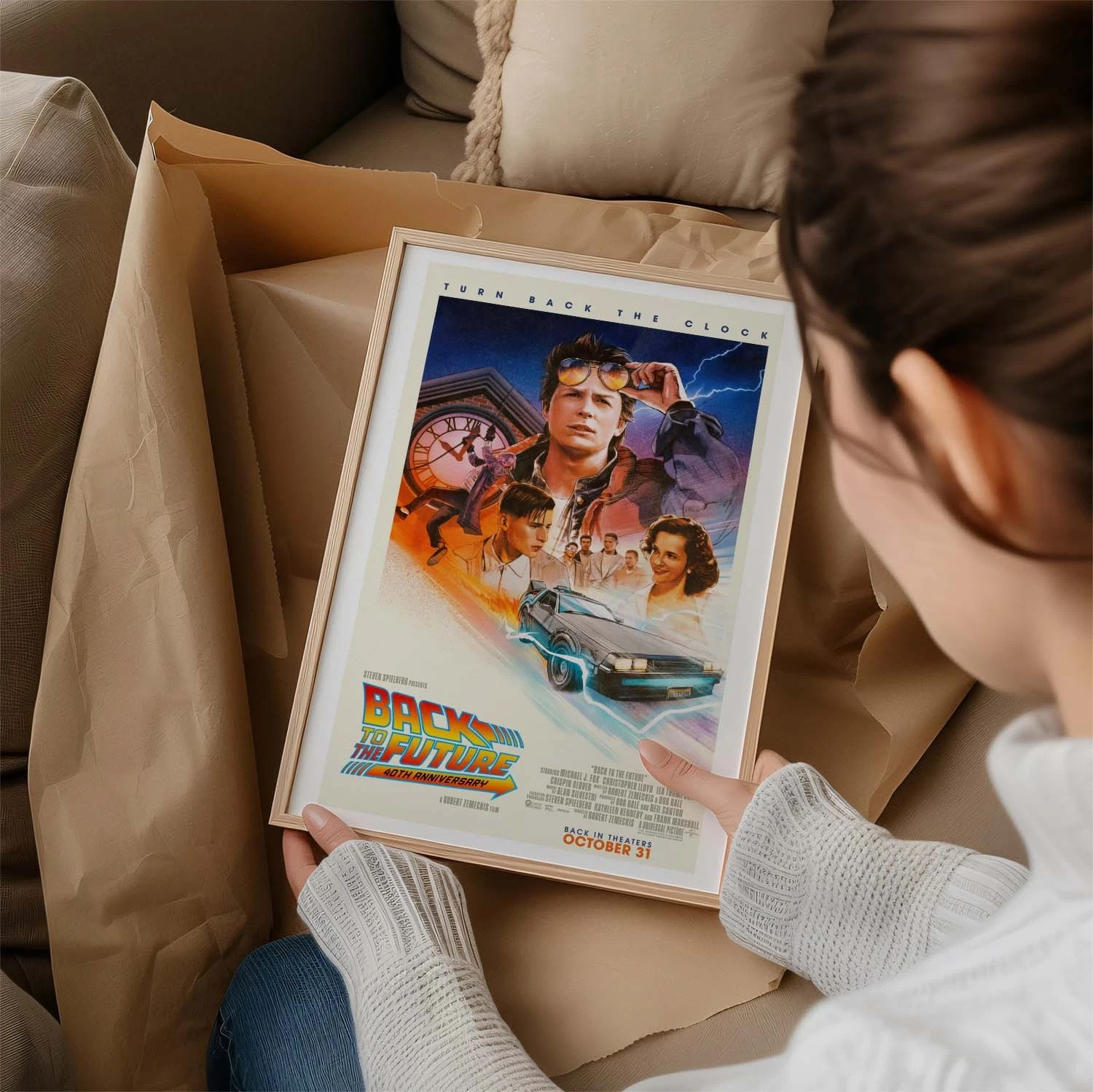Back to the Future 40th Anniversary Movie Poster Framed Wall Art Print Decor