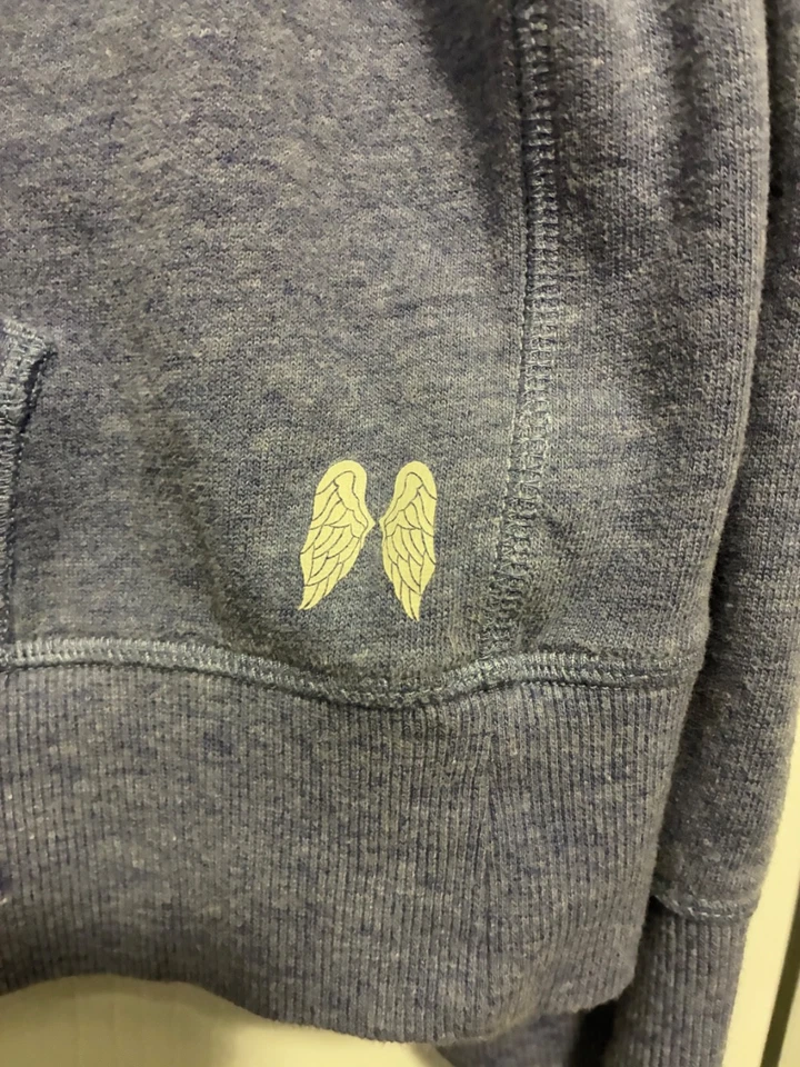 VICTORIA SECRET Angel Lentejuelas Alas Cremallera Púrpura Sudadera con Capucha Bling Talla Grande Y2K WOW Foto 4 de 4