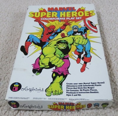 Vintage 1983 Marvel Super Heroes Colorforms Play Set BOXED Pre-Owned All Parts