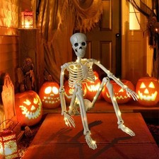 36in Posable Halloween Skeleton LED Light Up Full Body Yard Haunted House Decor