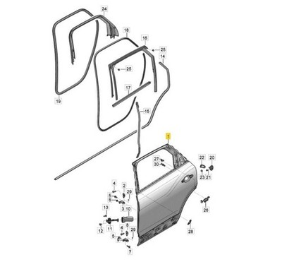 2017-2020 Bentley Bentayga Fensterführung mit Fensterschlitzdichtung 36A 837 ...