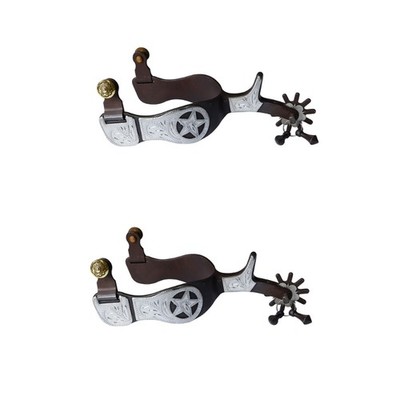 Hand Carved Western Spurs for Men Large Size Retros Bronze Iron Materials