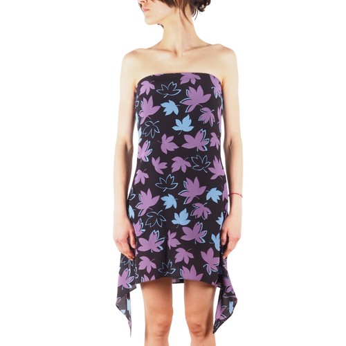 Versus Versace, Versus Gianni Versace Vintage Strapless Floral Print Mini Dress Asymmetric IT 40
