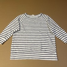 Loft Outlet Lounge White Striped 3/4 Sleeve Shirt Cotton Top Medium XS