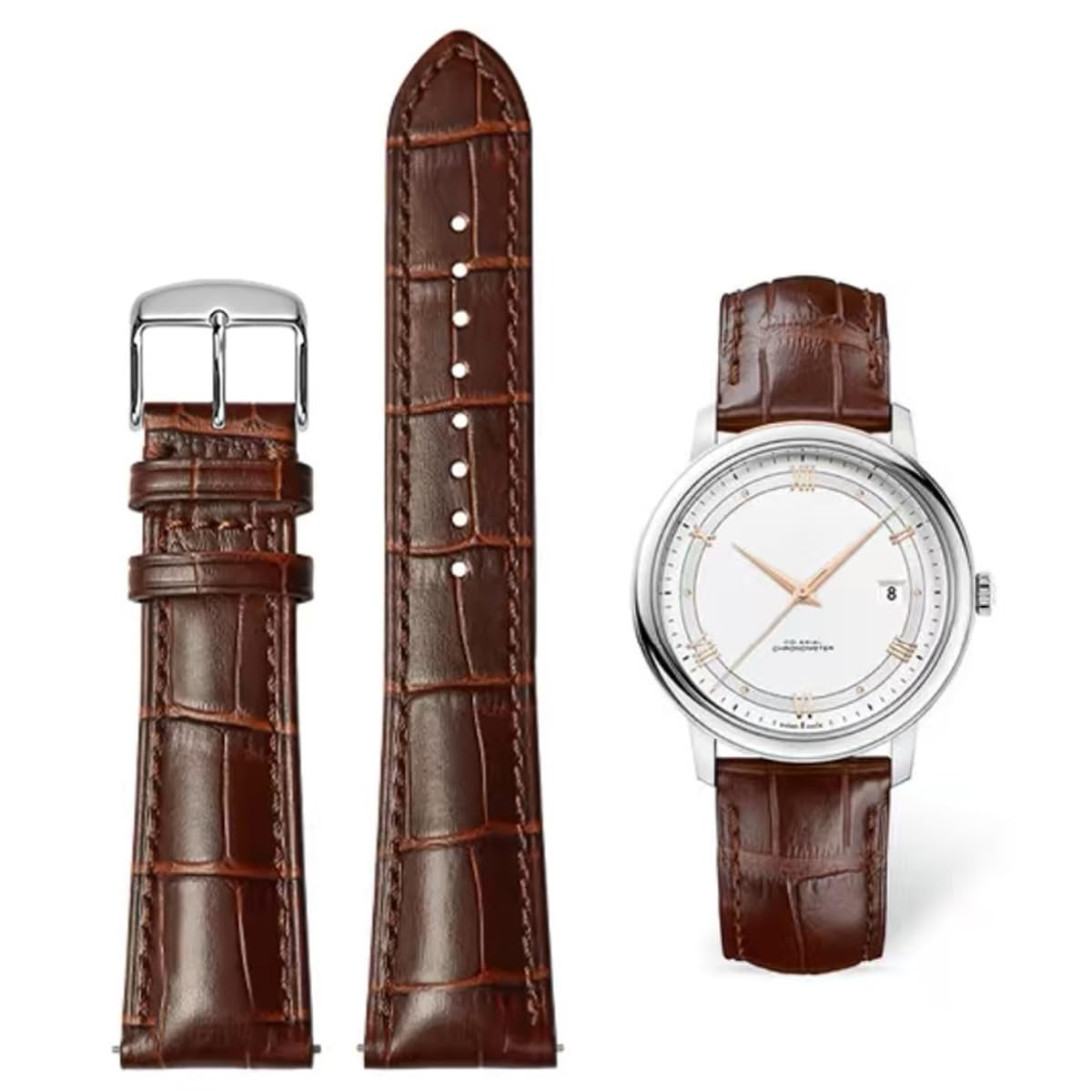 Bracelet de montre cuir crocodile noir 22mm pour sublimer votre costume de bureau