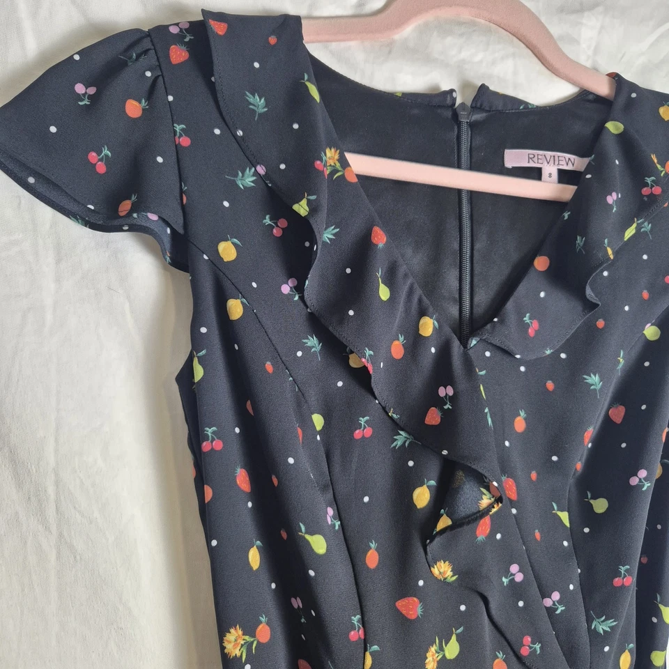 Review Playsuit in Black with fruit print, Size 8. - image 4 of 4