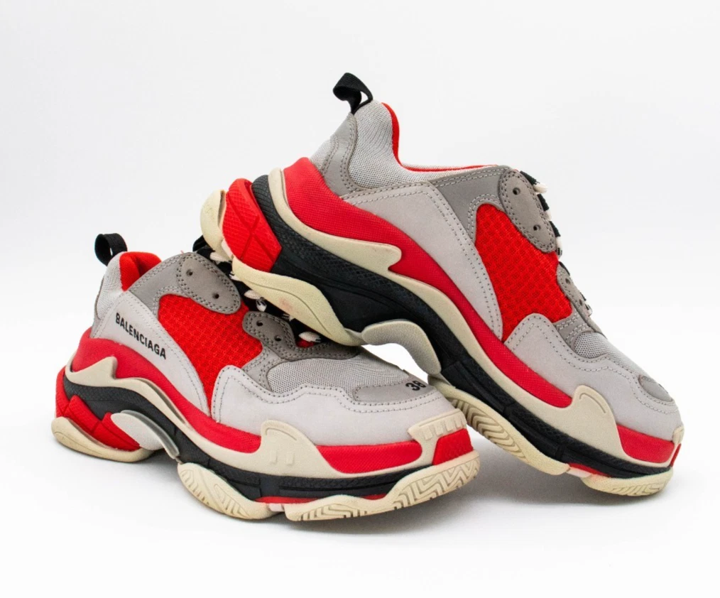 Balenciaga — Balenciaga Triple S Women's Size (EU 38/US 8) Gray Red 524039 -  Box & Dust Bag