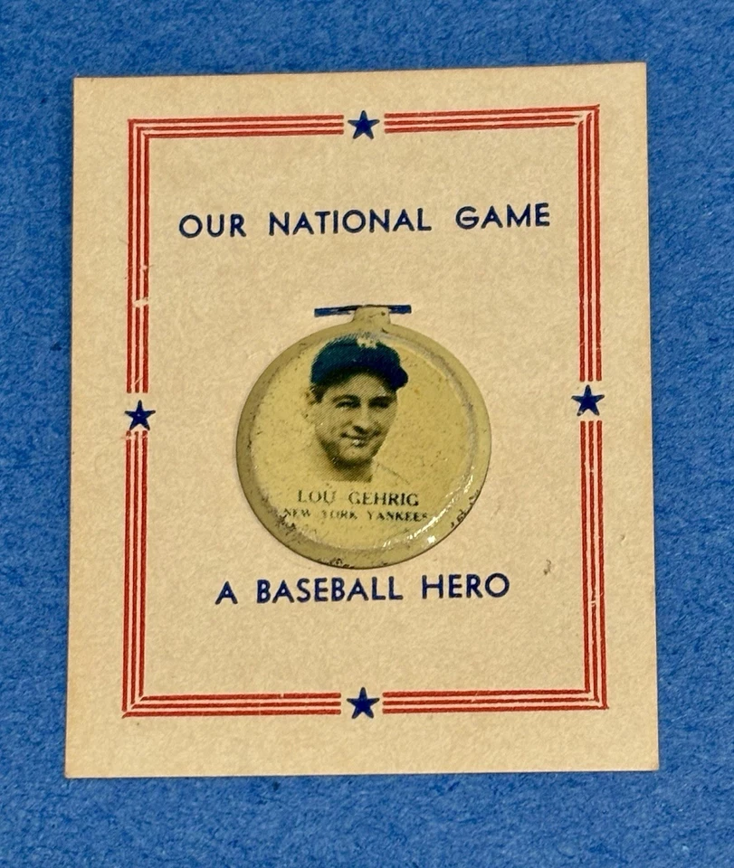 1938 PM8 PM-8 OUR NATIONAL GAME PIN TAB complete SET 30 All On Card Lou Gehrig - Image 2 of 4