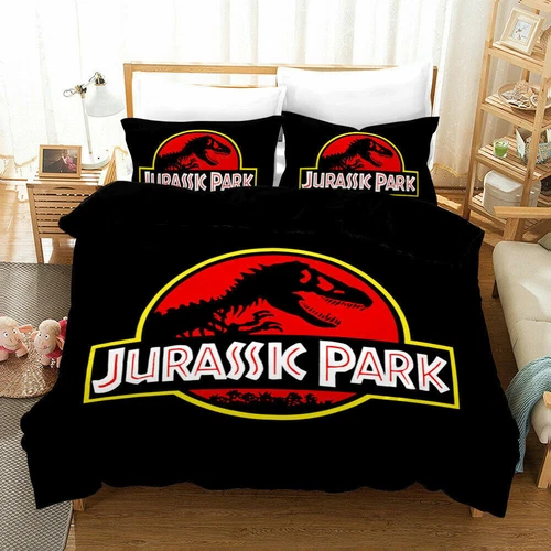 Set lenzuola Jurassic Park 3 pezzi copripiumino federe copripiumino taglia UK - Foto 1 di 2