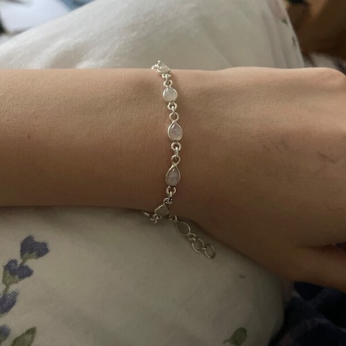 White Rainbow Moonstone 925 Sterling Silver Jewelry Adjustable Bracelets - Picture 10 of 10