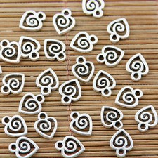 MIXED SET - 8 New Tiny HEART Charms Tibetan Silver Alloy TWO EACH Free Shipping 