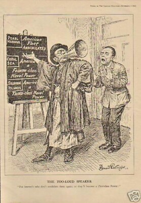 1942 cartoon print ! tokyo broadcast ( american fleet )