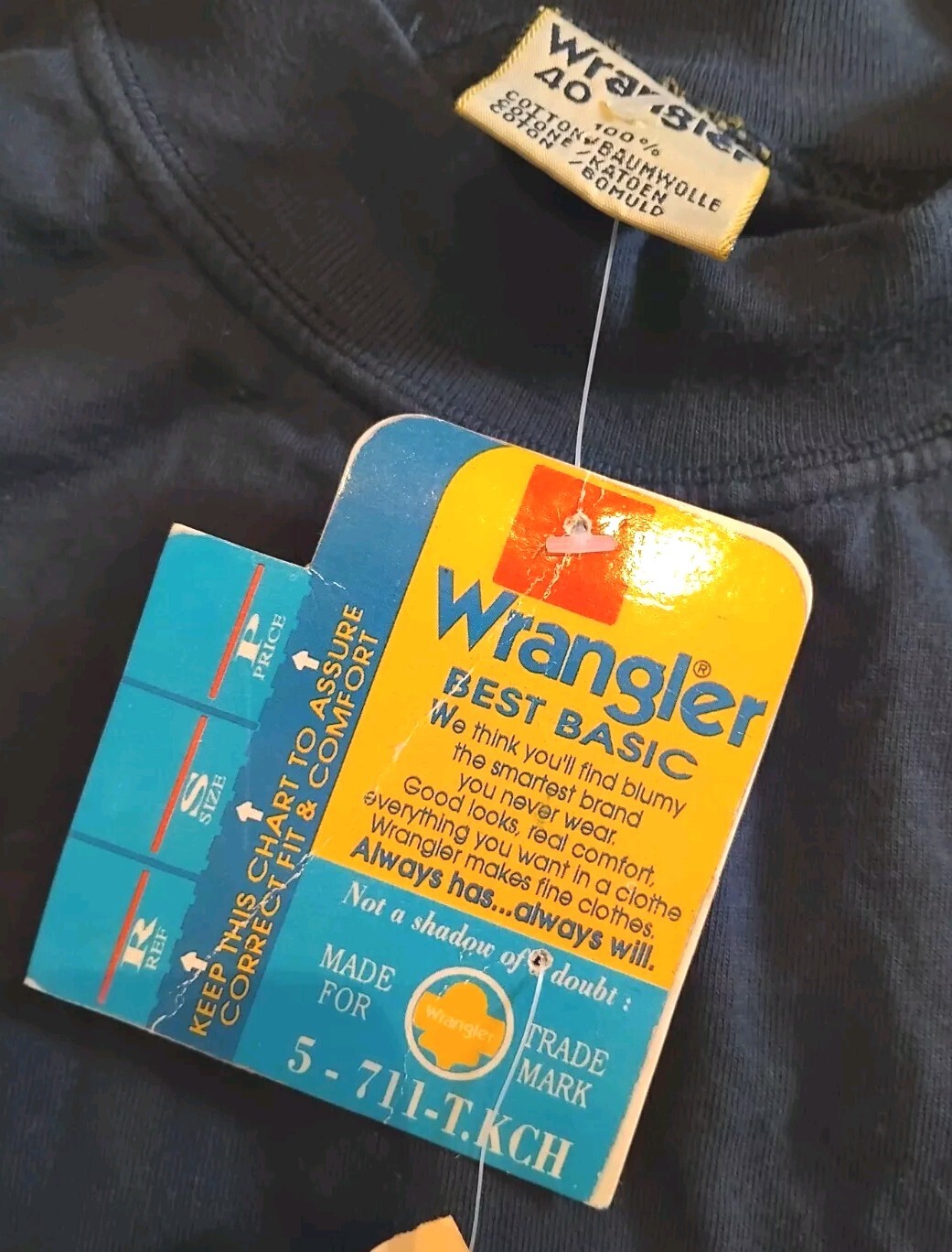 Wrangler Original Best Basic T shirt Blue Vintage Designer Small ex display image 5