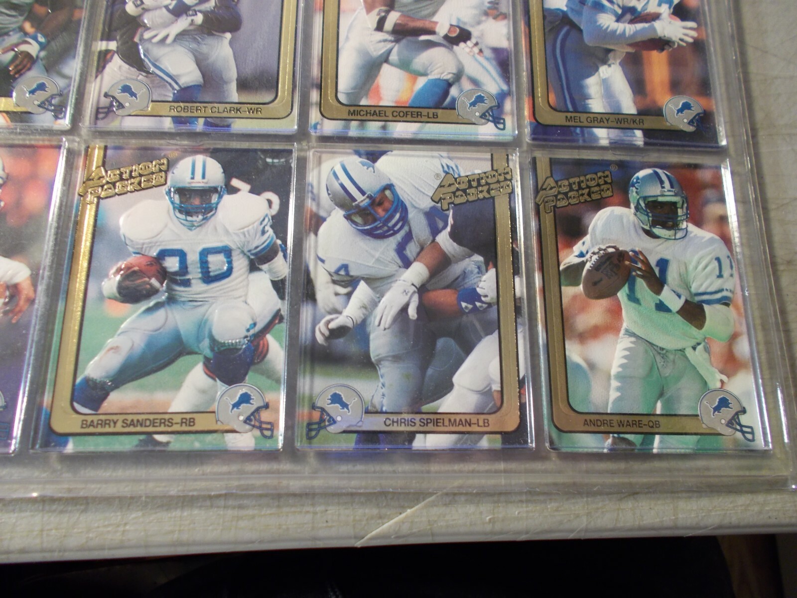 1991 ACTION PACKED FOOTBALL CARD SET DETROIT LIONS 10 CARDS WITH BARRY