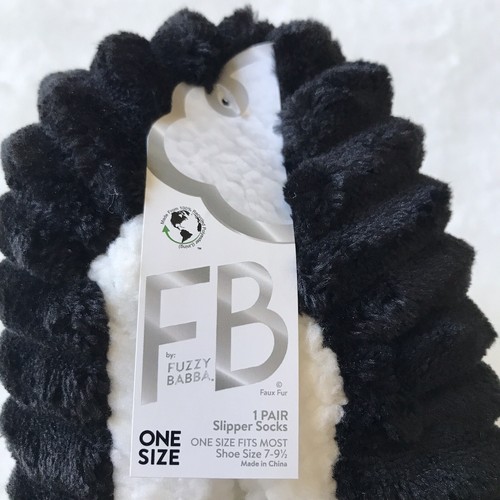 Fuzzy Babba Womens Black Plush Ribbed Slipper Socks One Size Shoe Size 7-9 1/2 - Picture 7 of 15
