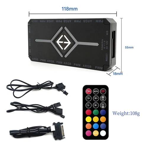 4PIN For ARGB PWM Fans Hub Controller PWM Chassis Fan Motherboard Adapter