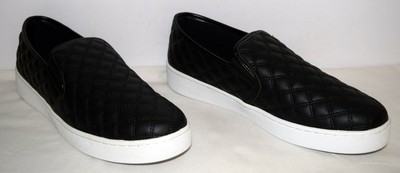 women's black quilted slip on sneakers