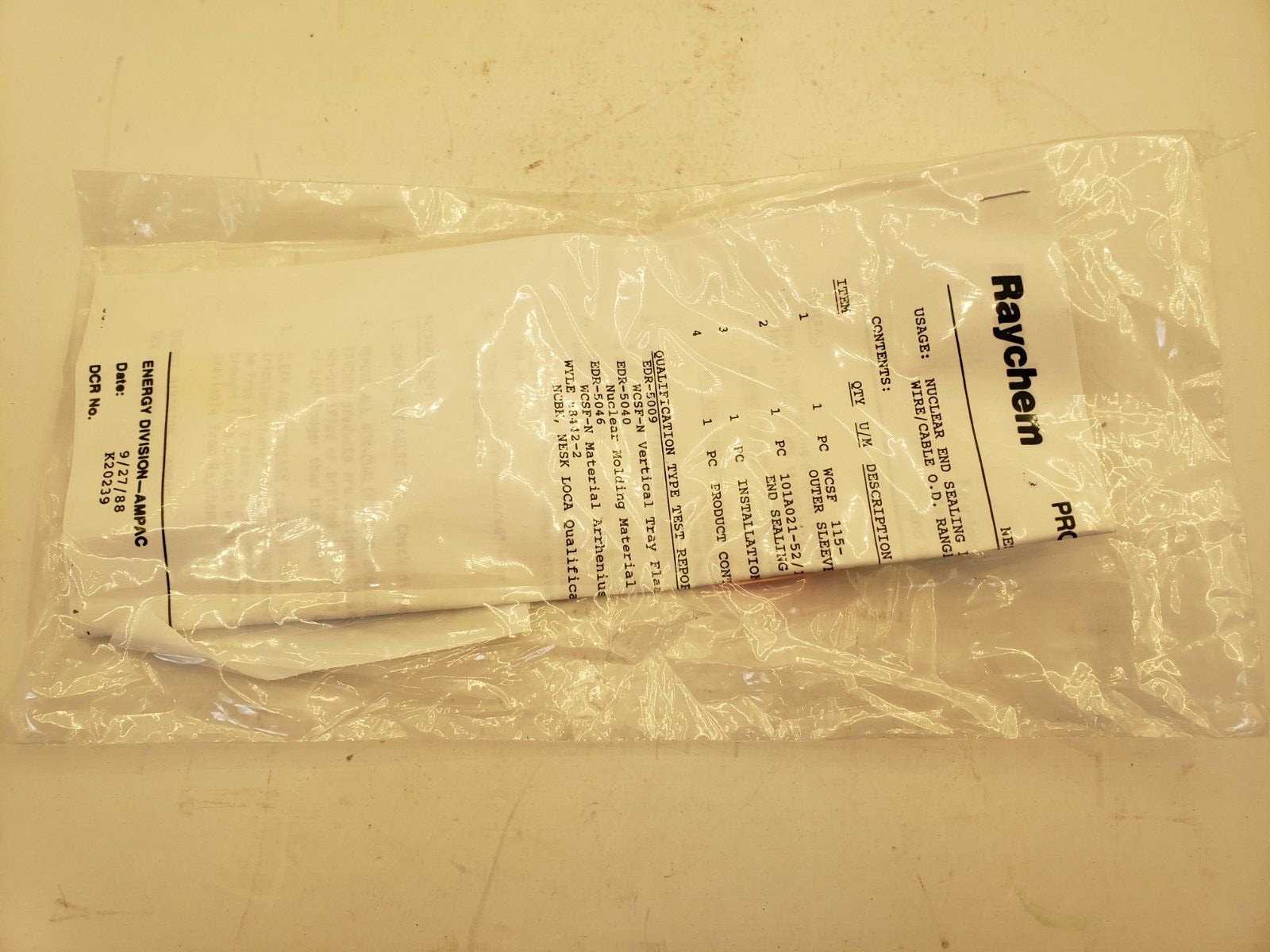 RAYCHEM NESK-02 STORAGE LEVEL B/C NUCLEAR END SEALING KIT WIRE/CABLE NIB