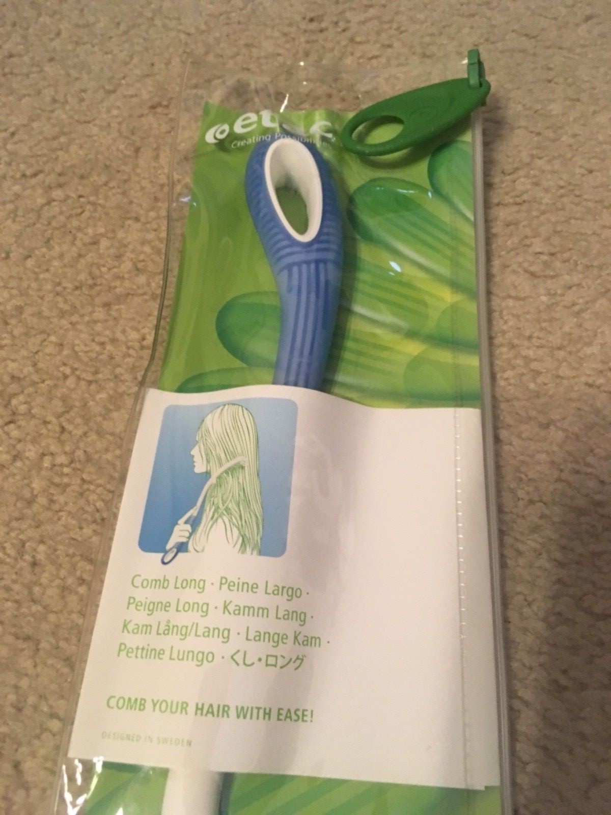 NEW ETAC Long handled comb your hair ease 14" 14.5" reach designed in