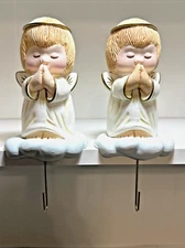 Hallmark Precious Moments Angel Stocking Hangers ~ Set Of 2 ~ 5” / 7.5 “