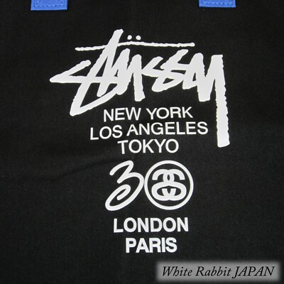 STUSSY 2Way Shoulder Bag Tote Bag Black 30th Anniversary STUSSY 2Way Shoulder Bag Tote Bag Black 30th Anniversary
