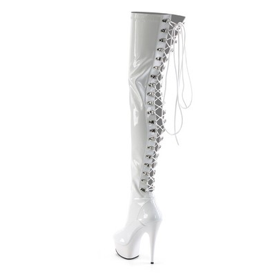 white thigh high platform boots