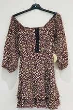 Urban Outfitters Womens Dress Burgundy Floral Size Medium UK 10