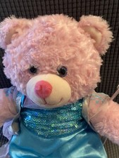 Build A Bear BAB Workshop Pink Fairy Wand BLUE DRESS Plush Stuffed Animal Toy