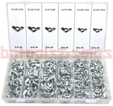 150pc WING NUT FASTENERS HARDWARE SHOP GARAGE ASSORTMENT 6 DIFFERENT SIZES (SAE)