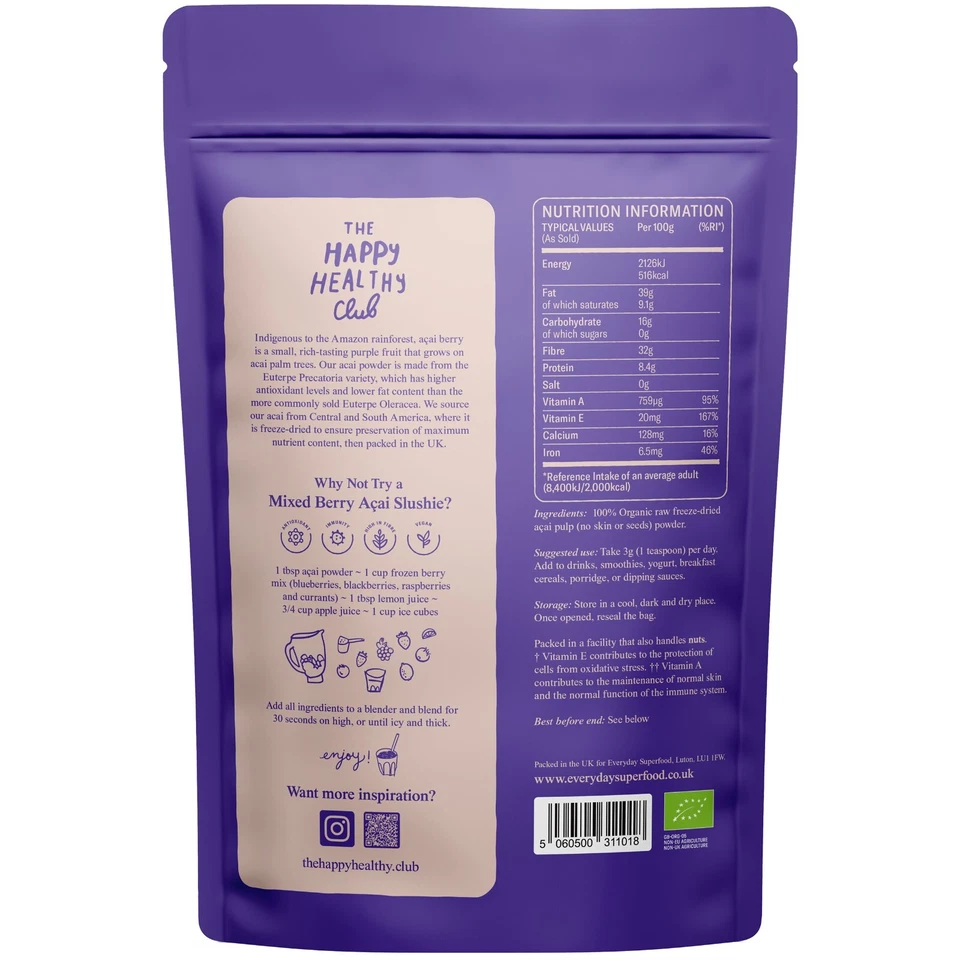Organic Acai Berry Powder | Brazil Grown Freeze Dried Acai Berries - No Filllers - Image 2 of 4