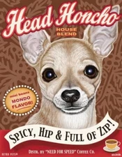CHIHUAHUA "head honcho" by Krista Brooks RETRO PETS art print 8x10