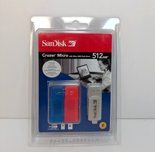 SanDisk Cruzer Micro 512MB USB Flash Drive with Skins SDCZ4-512-A10 NEW - 第 1/9 張圖片