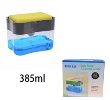 Distributeur De Savon Liquide Manuel Avec Porte Éponge Pour La Cuisine 385ml