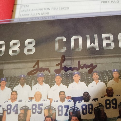 Tom Landry Dallas Cowboys Autographed 1988 Team Photo 8x10 Jsa Certified - Picture 2 of 2