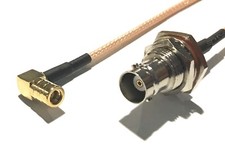 24 inch BNC female bulkhead to SMB female right angle RF jumper cable RG316 USA