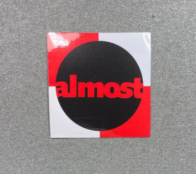 Almost Black Circle Skateboard Sticker Red/White 4''