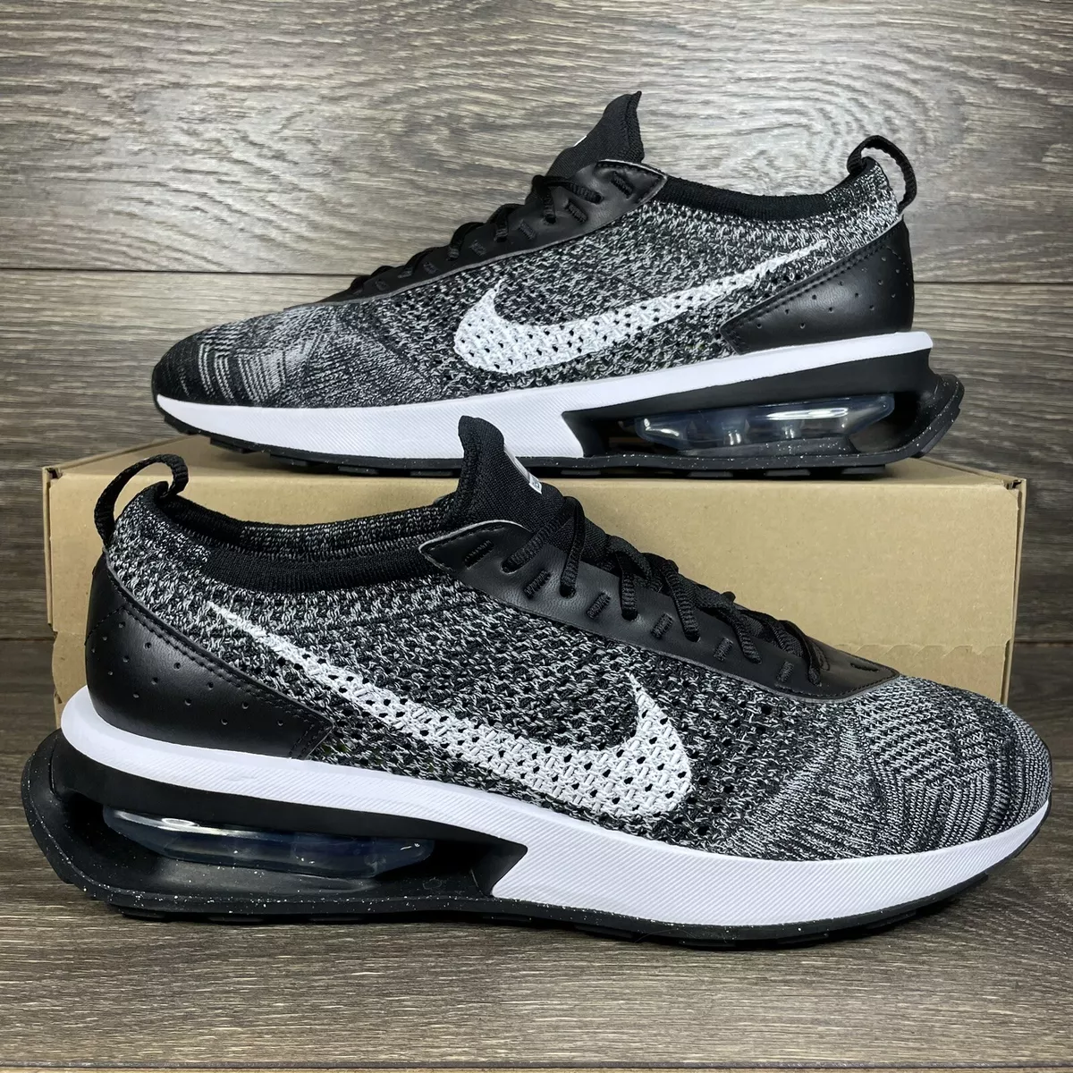 Nike Men's Air Max Flyknit Racer Oreo Black White Shoes Sneakers