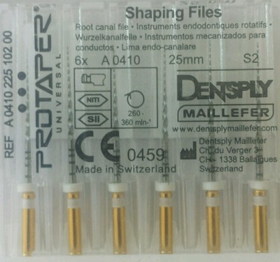 Dental Dentsply Rotary ProTaper Universal Engine NiTi Files 25 mm S2