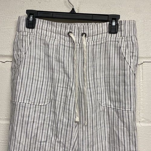Pantalone Athleta spina di pesce lino sciolto bianco a righe taglia 4 misure 31x33 - Foto 2 di 5
